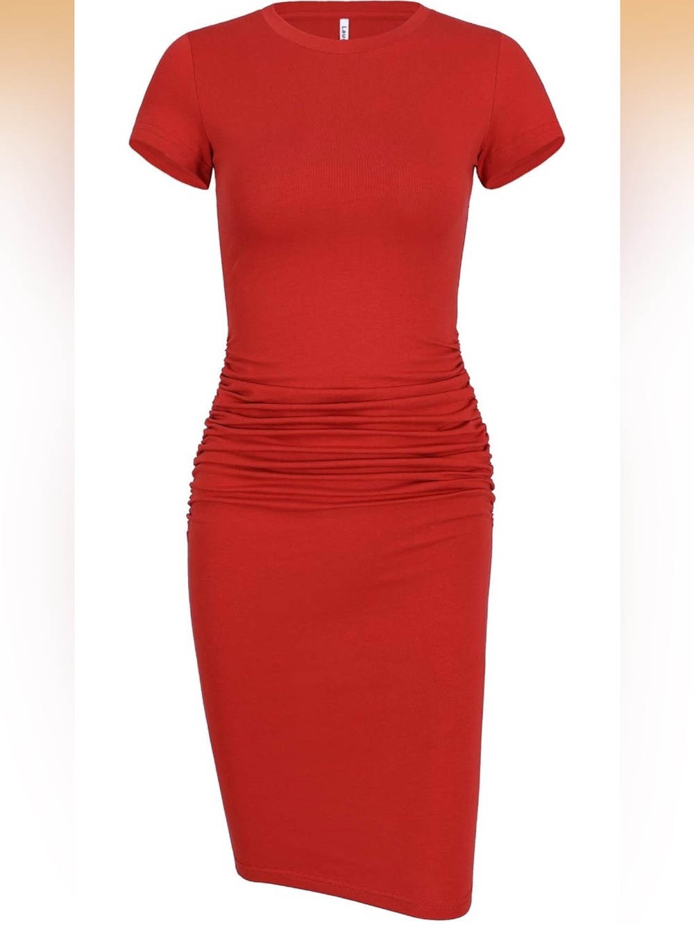 Rust Colored Ruched Side Sheath Dress - Picture 2 of 4